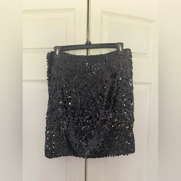 Vince All Sequin Black Pencil Straight Skirt Club Party Event Cocktail Size 4 - Picture 4 of 8